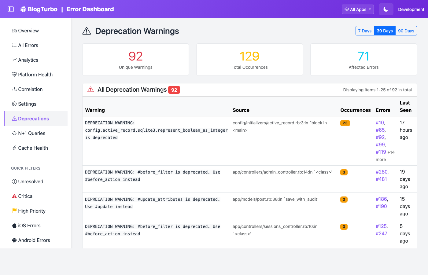 Deprecation Warnings